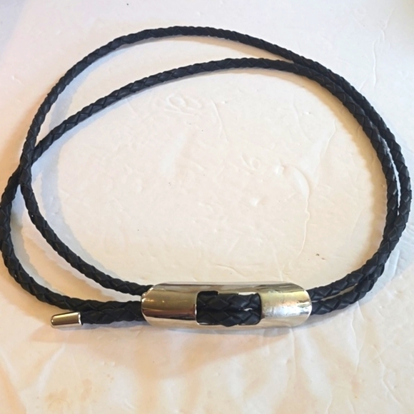 Lady Captiva Womens Black braided leather belt Silver Buckle Mod edgy Sz.M main image 4